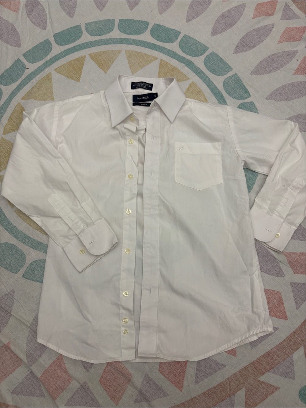 Nautica White Long-Sleeve Dress Shirt